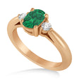 Cushion Emerald & Diamond Three-Stone Engagement Ring 14k Rose Gold (1.14ct)