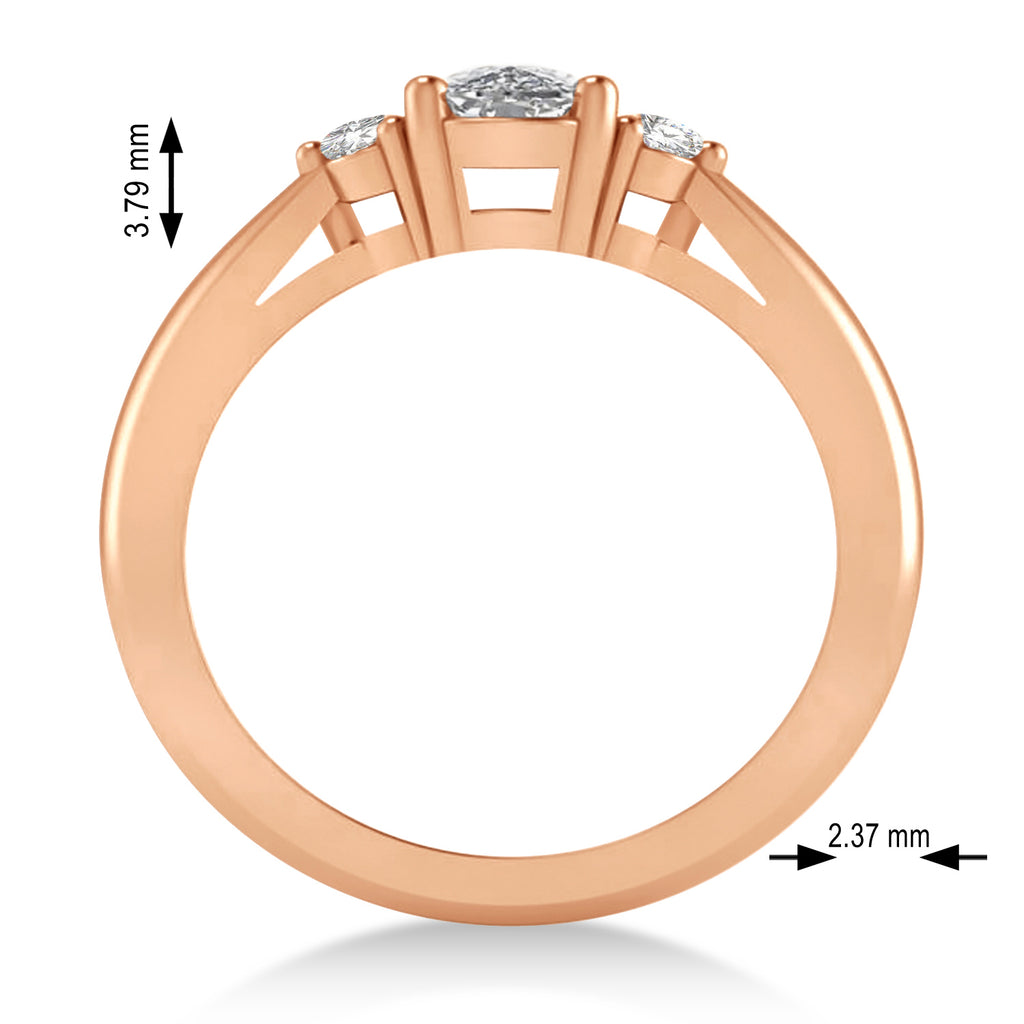 Cushion Lab Diamond Three-Stone Engagement Ring 14k Rose Gold (1.14ct)