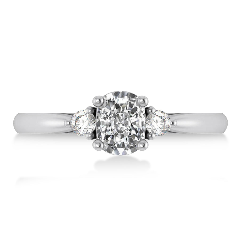 Cushion Lab Grown Diamond Three-Stone Engagement Ring 14k White Gold (1.14ct)