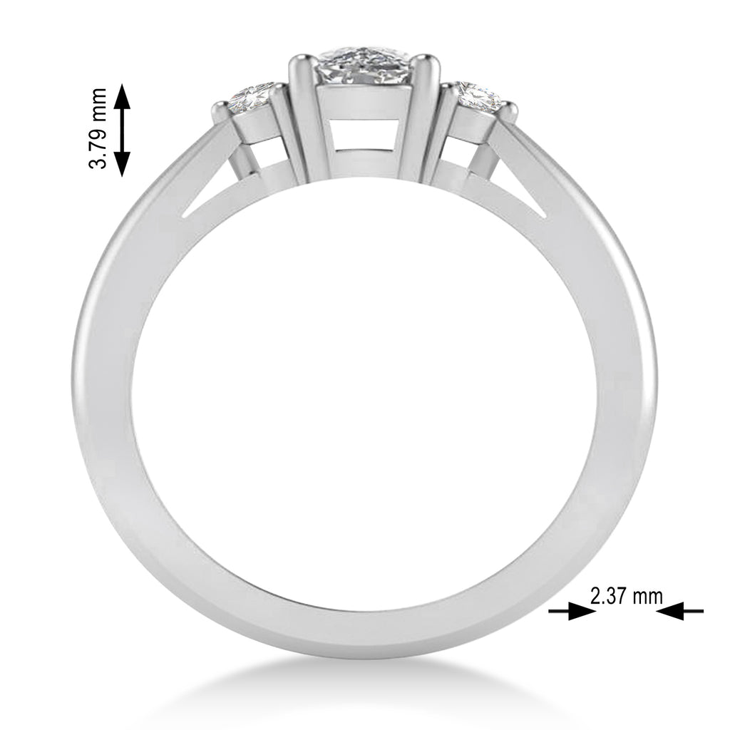 Cushion Lab Grown Diamond Three-Stone Engagement Ring 14k White Gold (1.14ct)