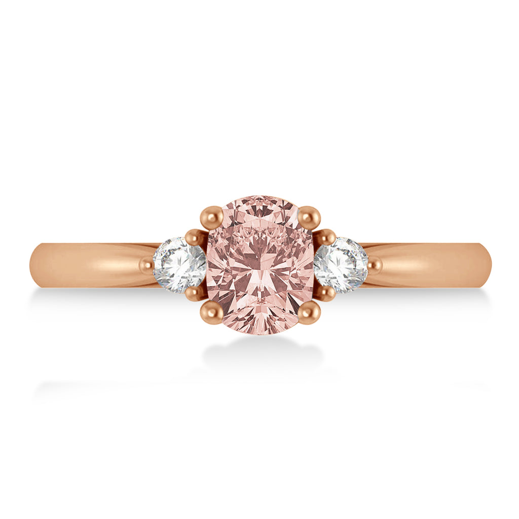 Cushion Morganite & Diamond Three-Stone Engagement Ring 14k Rose Gold (1.14ct)