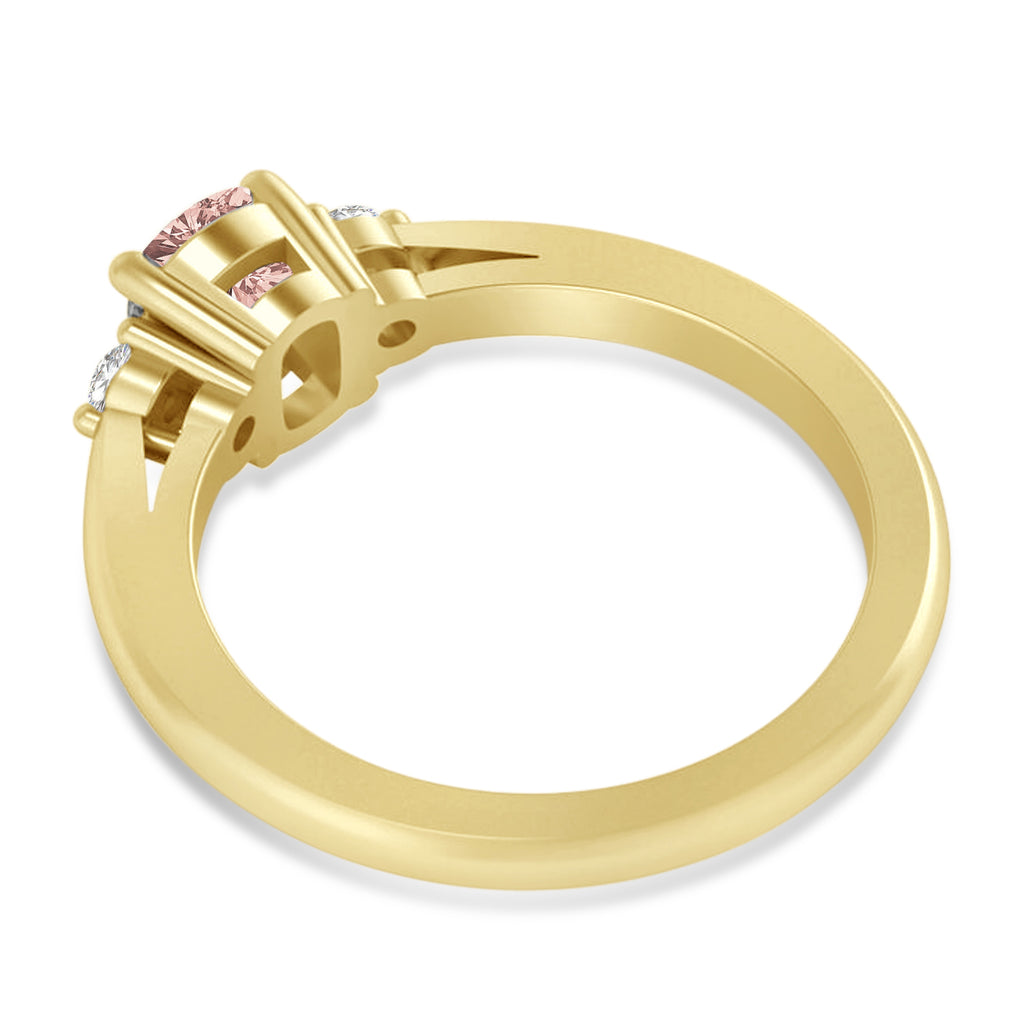 Cushion Morganite & Diamond Three-Stone Engagement Ring 14k Yellow Gold (1.14ct)