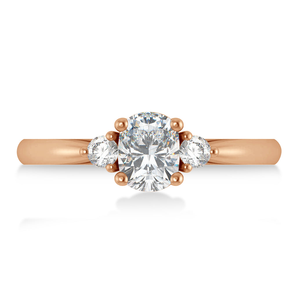 Cushion Moissanite & Diamond Three-Stone Engagement Ring 14k Rose Gold (1.14ct)