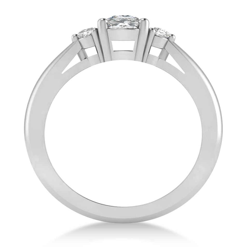Cushion Moissanite & Diamond Three-Stone Engagement Ring 14k White Gold (1.14ct)