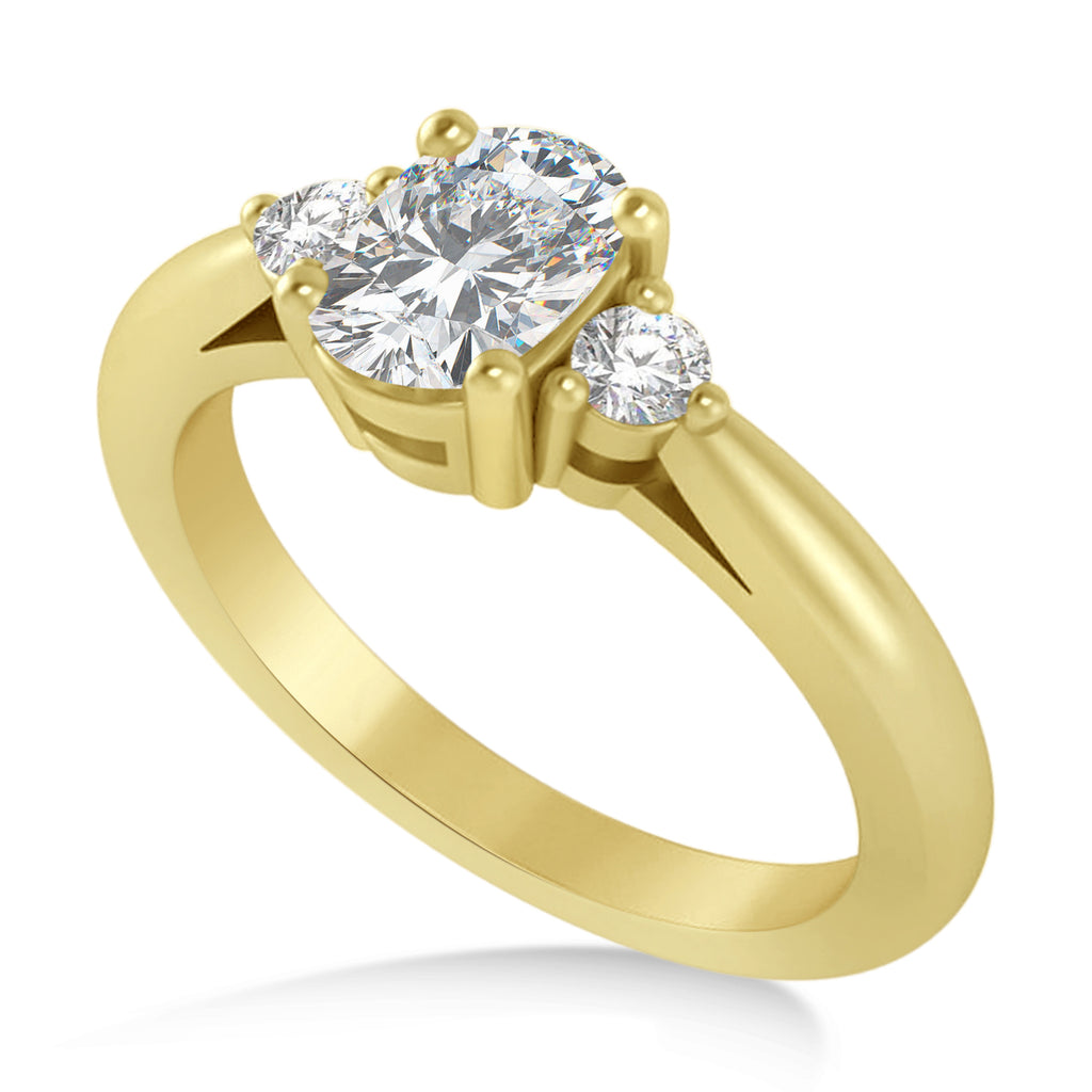 Cushion Moissanite & Diamond Three-Stone Engagement Ring 14k Yellow Gold (1.14ct)