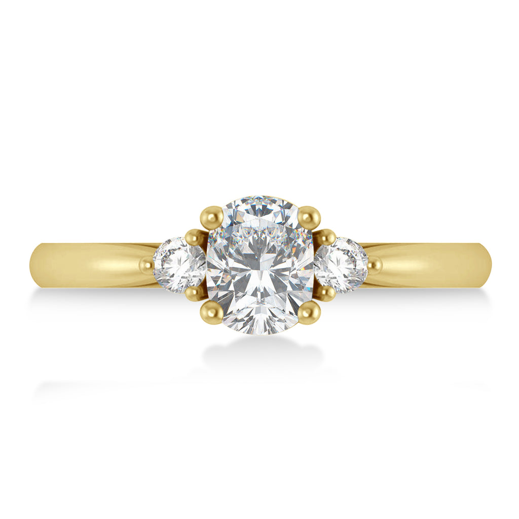 Cushion Moissanite & Diamond Three-Stone Engagement Ring 14k Yellow Gold (1.14ct)