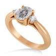 Cushion Salt & Pepper & White Diamond Three-Stone Engagement Ring 14k Rose Gold (1.14ct)