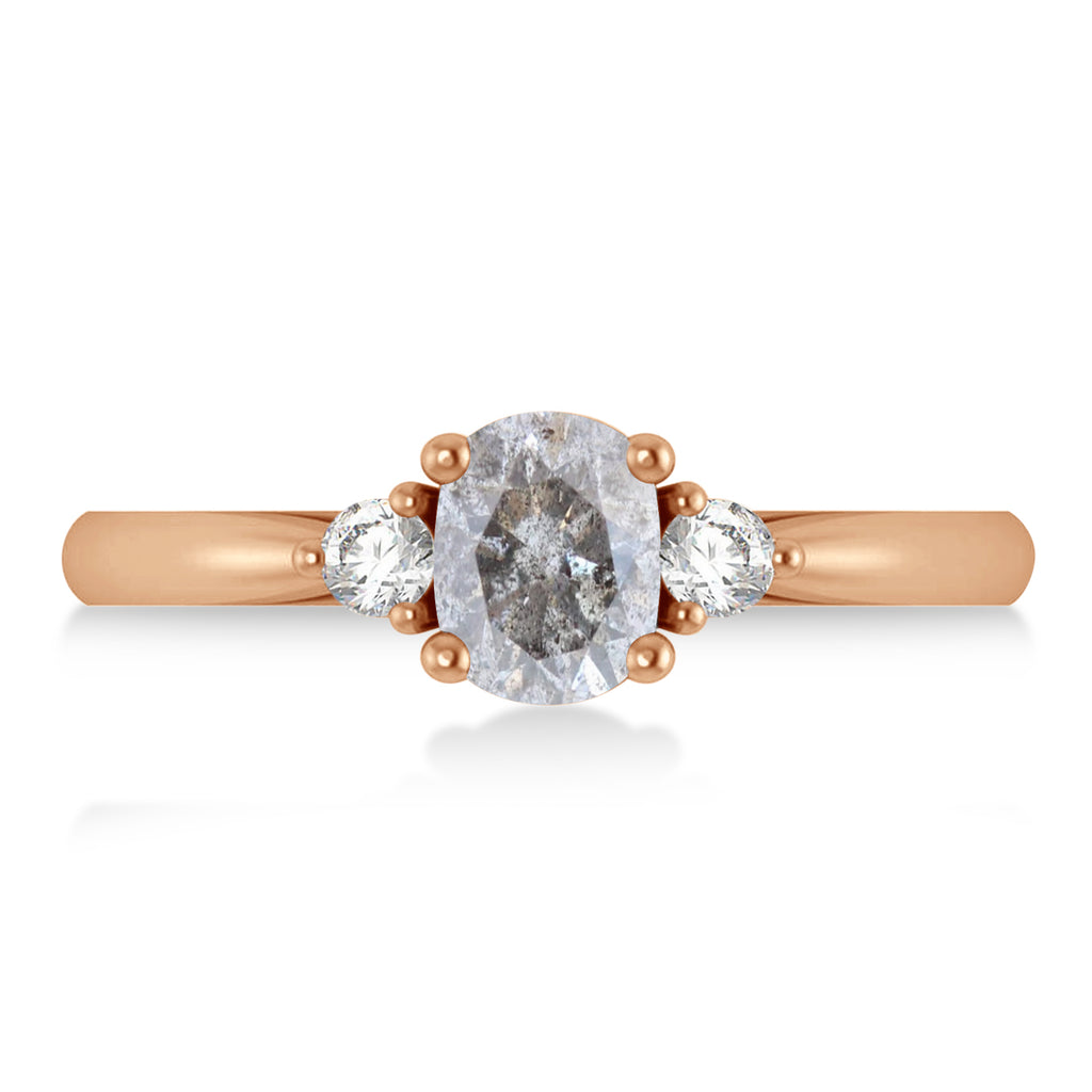 Cushion Salt & Pepper & White Diamond Three-Stone Engagement Ring 14k Rose Gold (1.14ct)