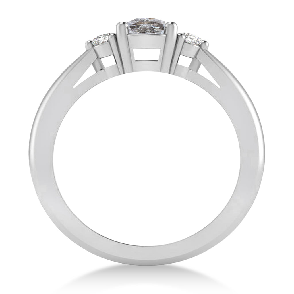 Cushion Salt & Pepper & White Diamond Three-Stone Engagement Ring 14k White Gold (1.14ct)