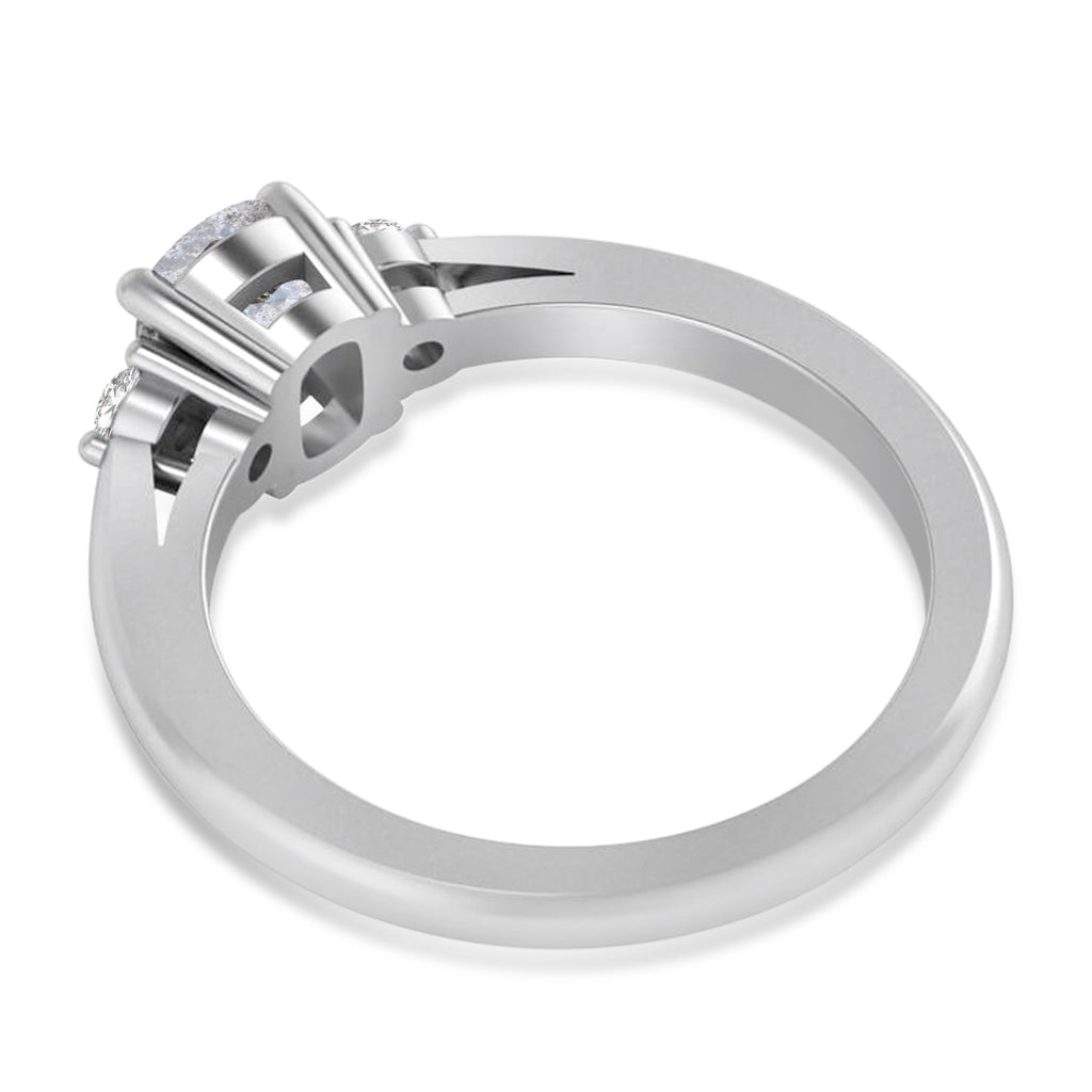 Cushion Salt & Pepper & White Diamond Three-Stone Engagement Ring 14k White Gold (1.14ct)