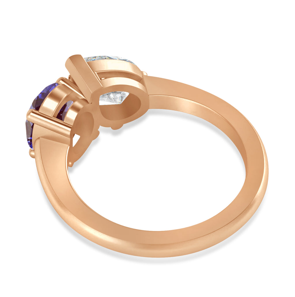 Oval/Pear Diamond & Lab Alexandrite Toi et Moi Ring 14k Rose Gold (4.50ct)