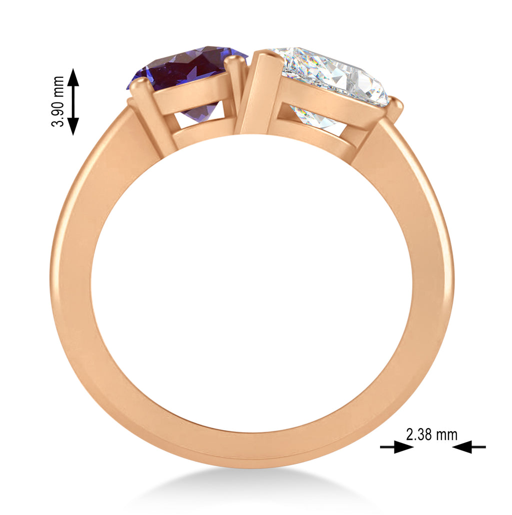 Oval/Pear Diamond & Lab Alexandrite Toi et Moi Ring 14k Rose Gold (4.50ct)