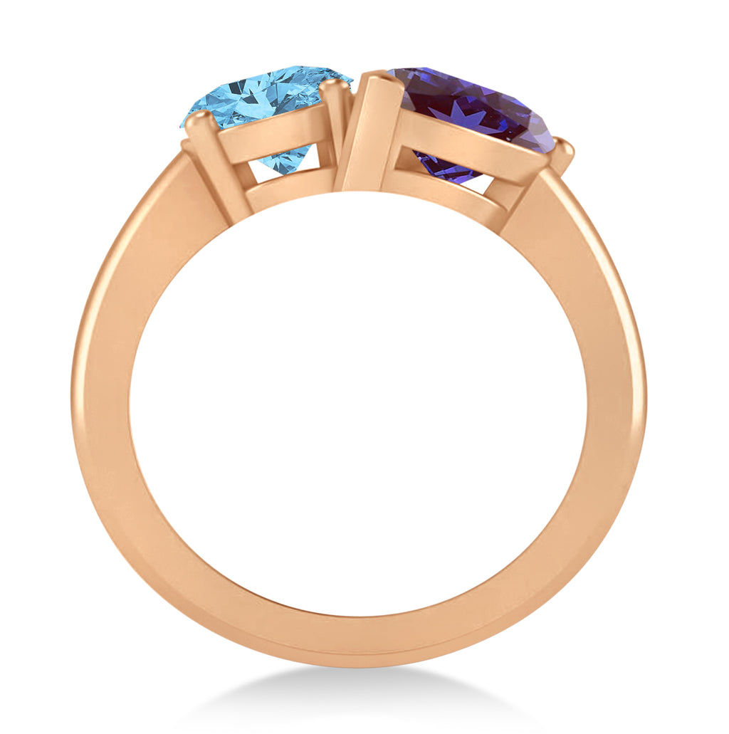 Oval/Pear Lab Alexandrite & Blue Topaz Toi et Moi Ring 18k Rose Gold (4.50ct)