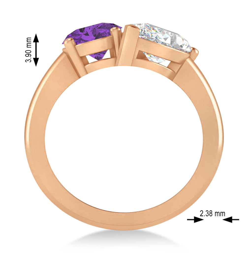 Oval/Pear Diamond & Amethyst Toi et Moi Ring 18k Rose Gold (4.50ct)
