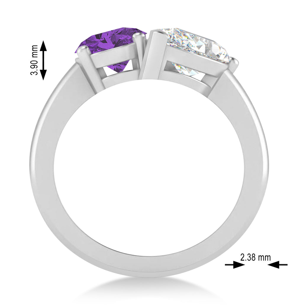 Oval/Pear Diamond & Amethyst Toi et Moi Ring Platinum (4.50ct)