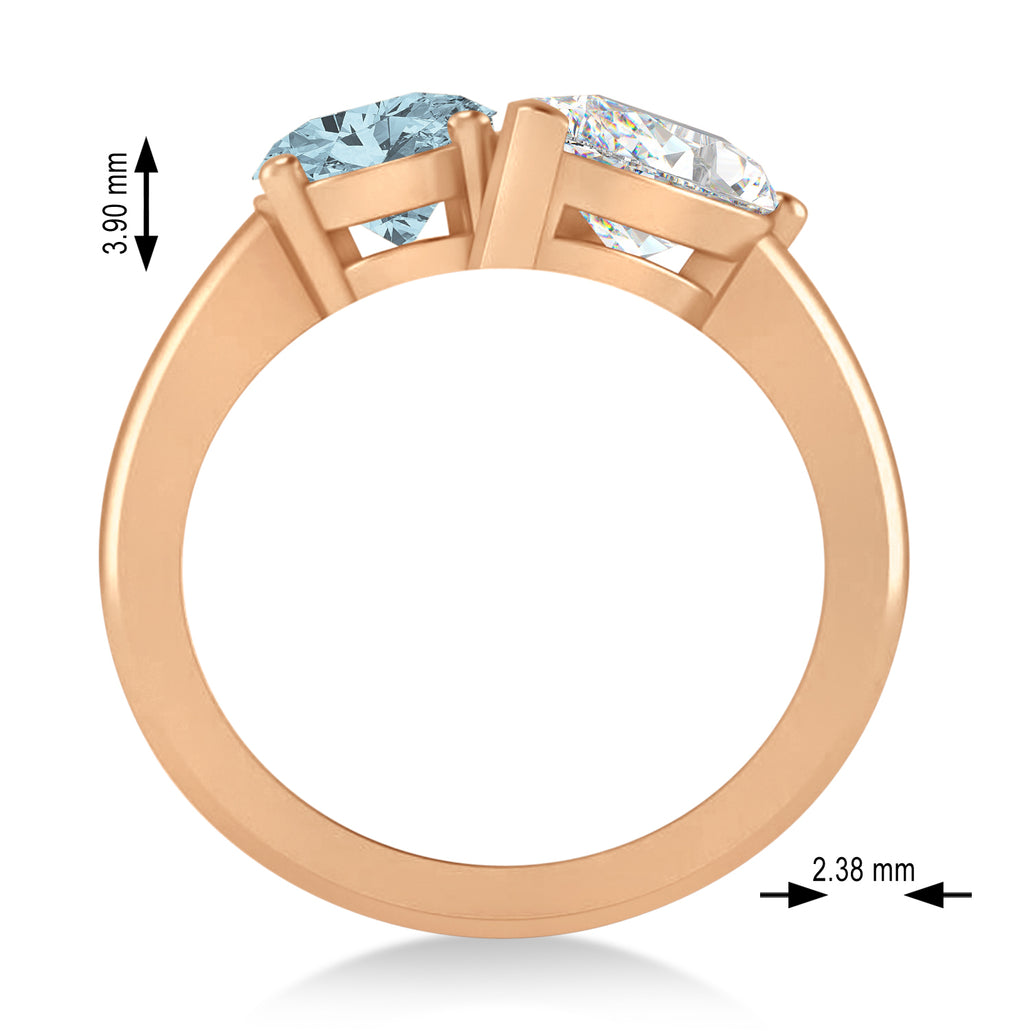 Oval/Pear Diamond & Aquamarine Toi et Moi Ring 14k Rose Gold (4.50ct)