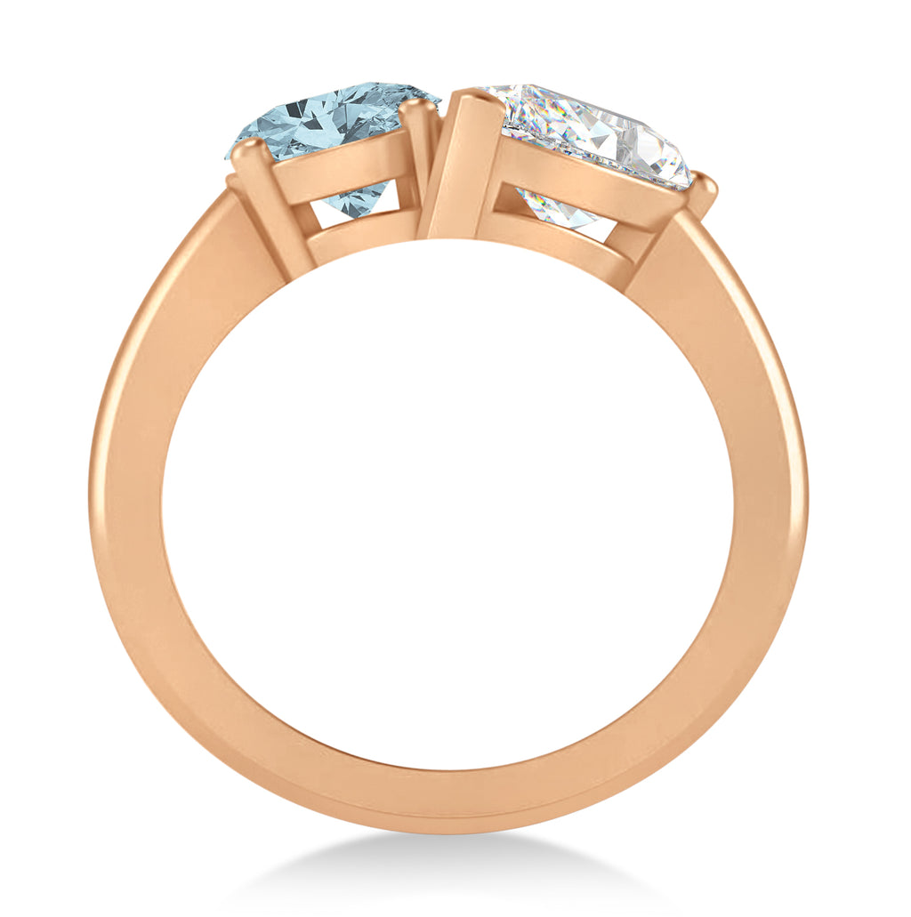 Oval/Pear Diamond & Aquamarine Toi et Moi Ring 18k Rose Gold (4.50ct)