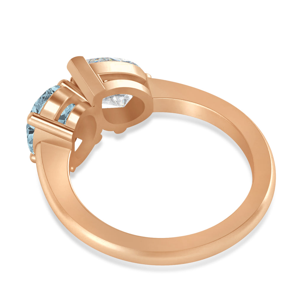 Oval/Pear Diamond & Aquamarine Toi et Moi Ring 18k Rose Gold (4.50ct)