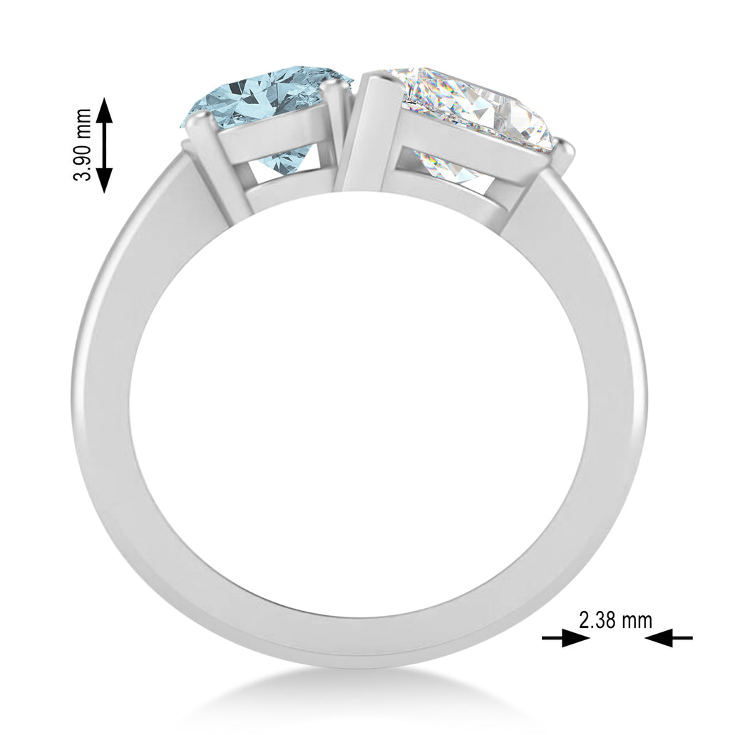 Oval/Pear Diamond & Aquamarine Toi et Moi Ring Platinum (4.50ct)