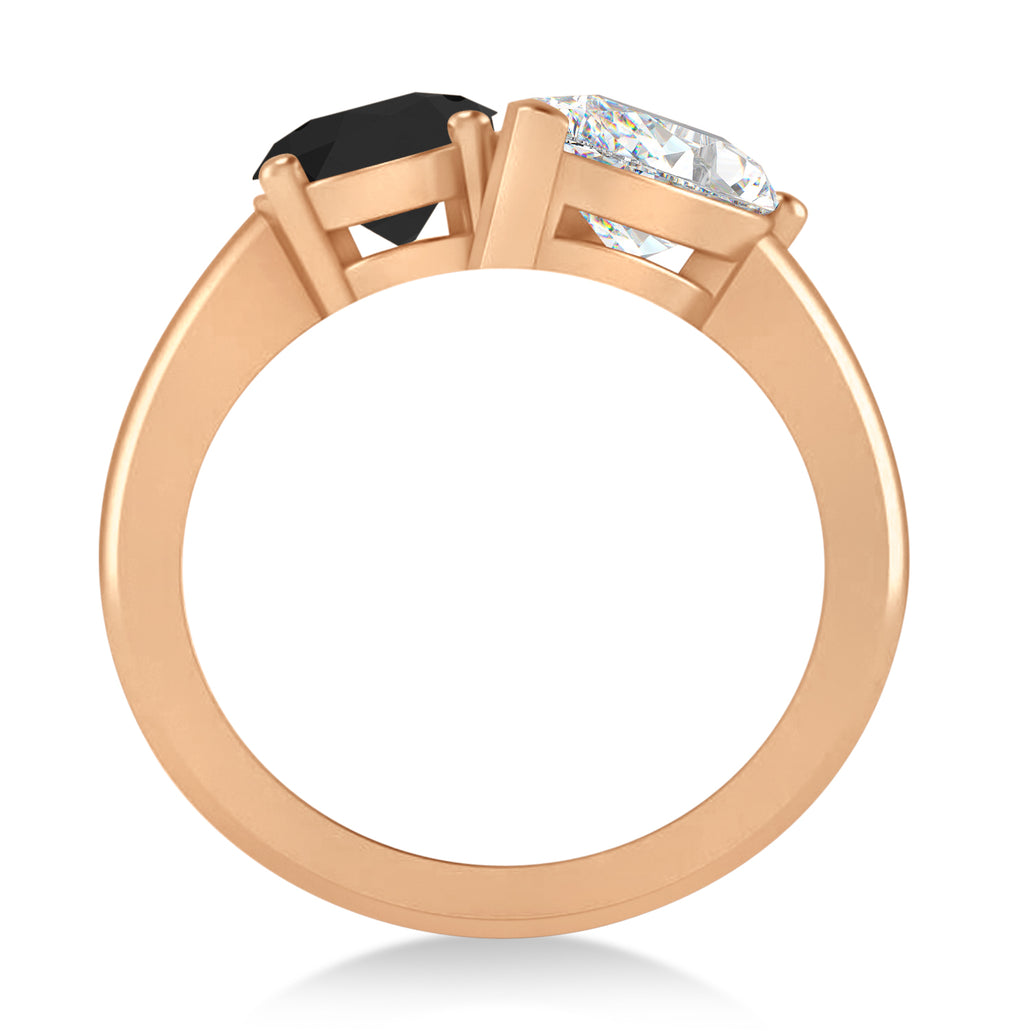 Oval/Pear Black & White Diamond Toi et Moi Ring 14k Rose Gold (4.50ct)