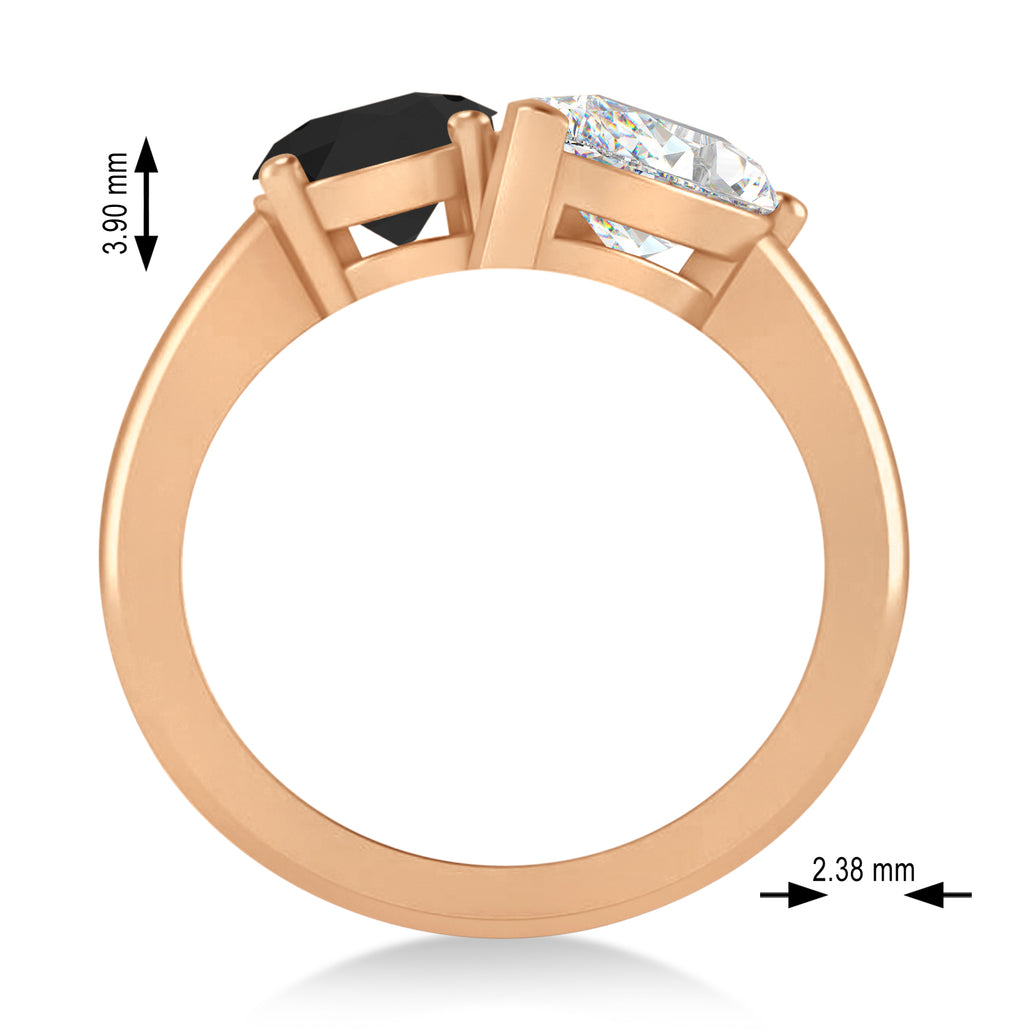 Oval/Pear Black & White Diamond Toi et Moi Ring 14k Rose Gold (4.50ct)