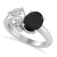Oval/Pear Black & White Diamond Toi et Moi Ring 18k White Gold (4.50ct)