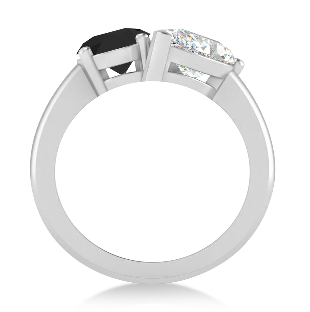 Oval/Pear Black & White Diamond Toi et Moi Ring 18k White Gold (4.50ct)