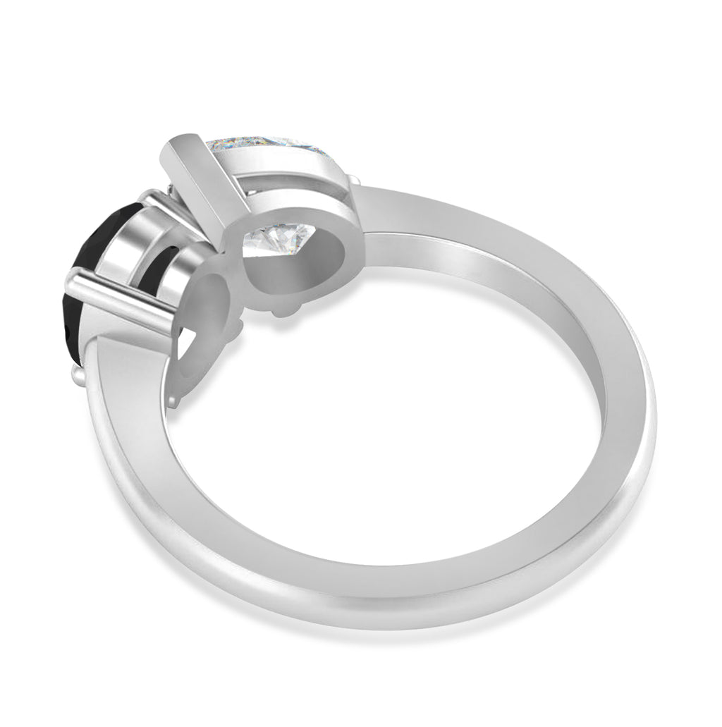 Oval/Pear Black & White Diamond Toi et Moi Ring 18k White Gold (4.50ct)