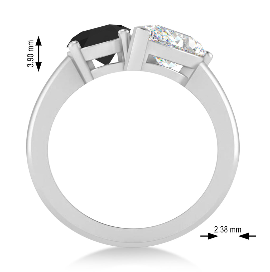 Oval/Pear Black & White Diamond Toi et Moi Ring 18k White Gold (4.50ct)