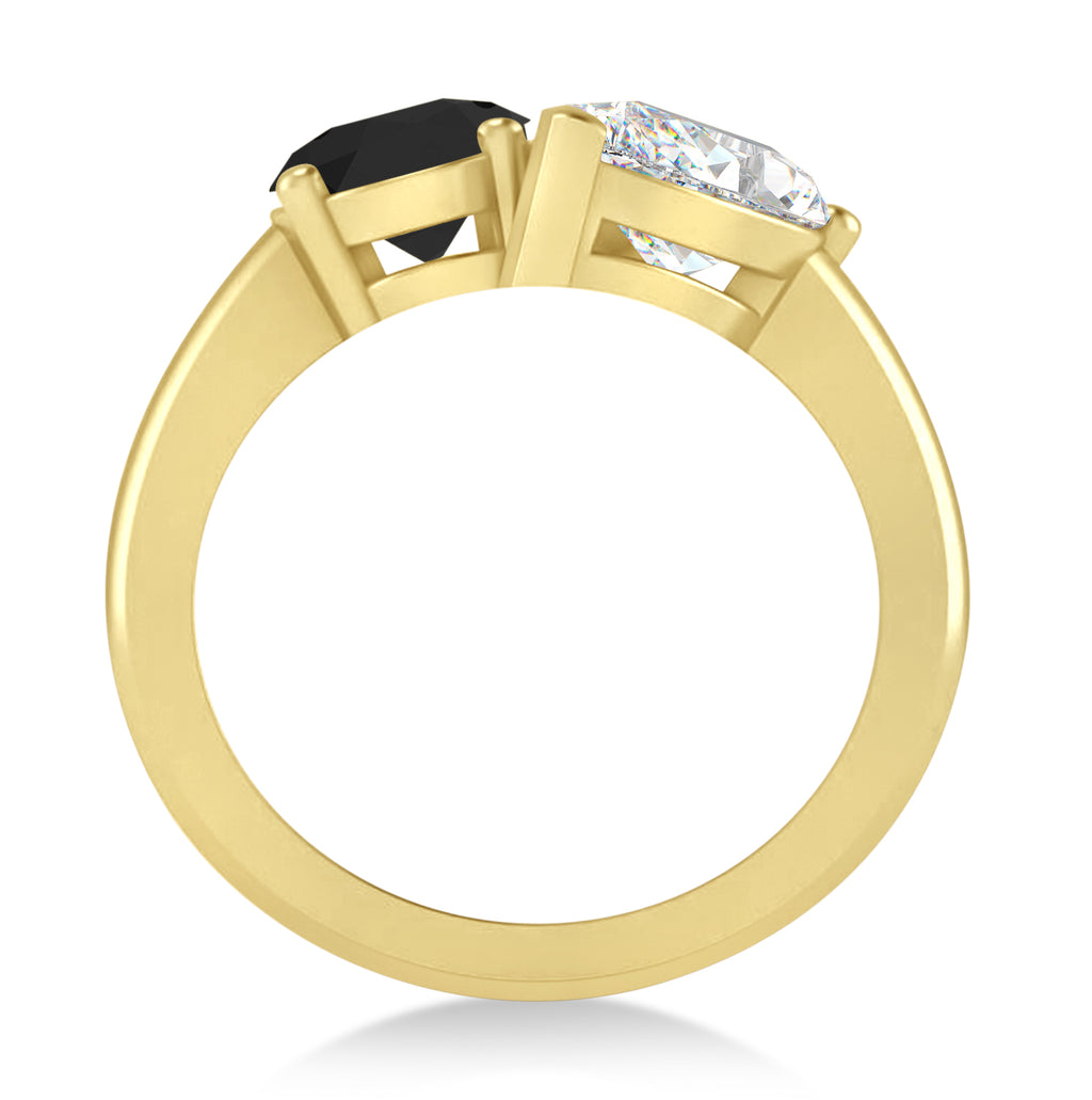 Oval/Pear Black & White Diamond Toi et Moi Ring 18k Yellow Gold (4.50ct)