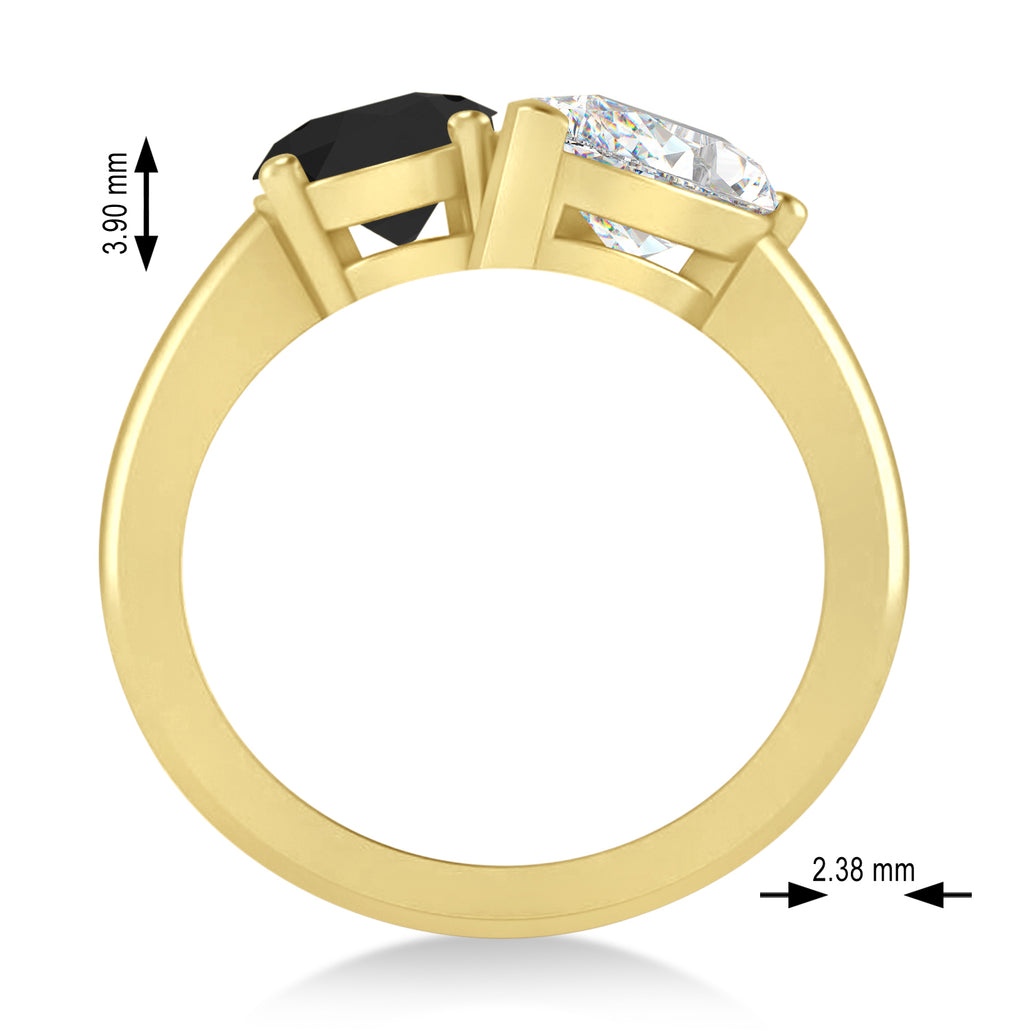 Oval/Pear Black & White Diamond Toi et Moi Ring 18k Yellow Gold (4.50ct)