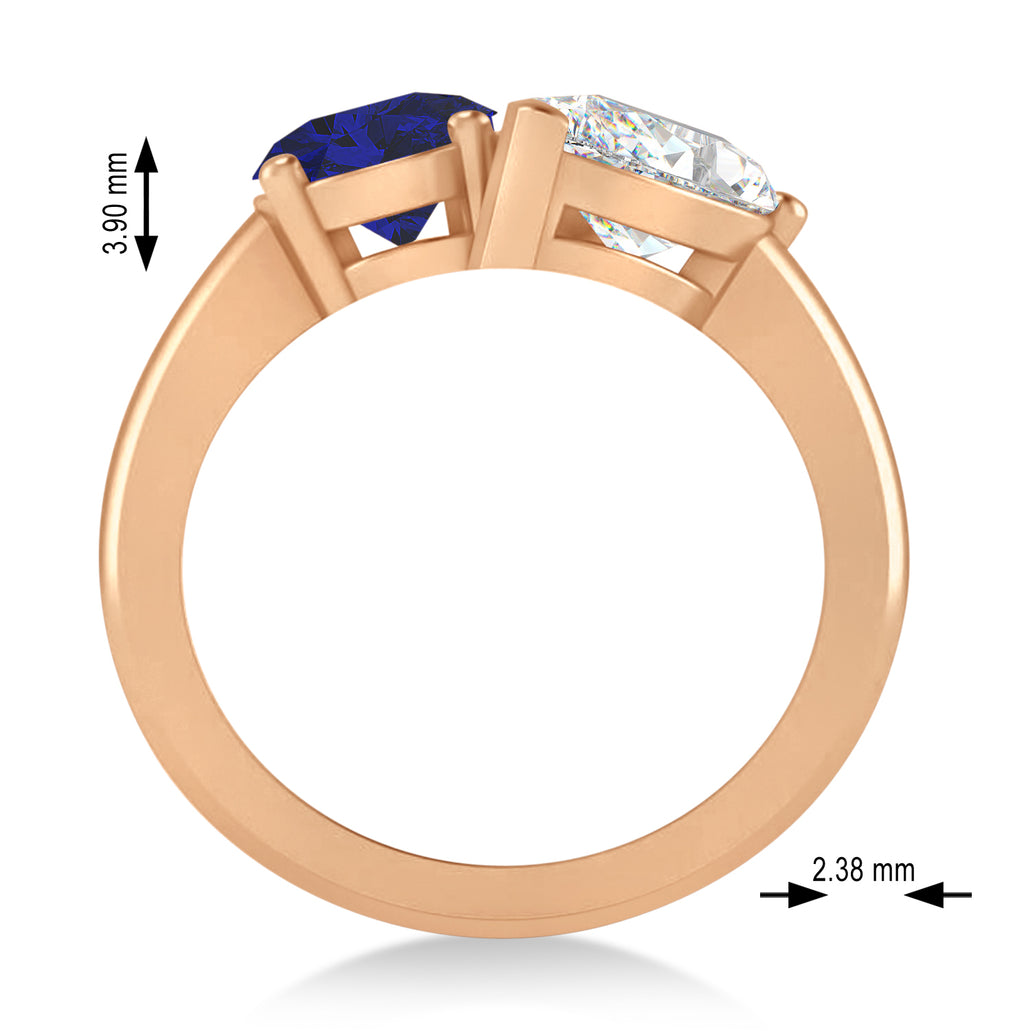 Oval/Pear Diamond & Blue Sapphire Toi et Moi Ring 14k Rose Gold (4.50ct)