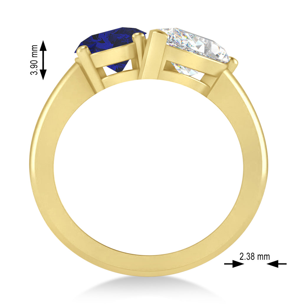 Oval/Pear Diamond & Blue Sapphire Toi et Moi Ring 18k Yellow Gold (4.50ct)