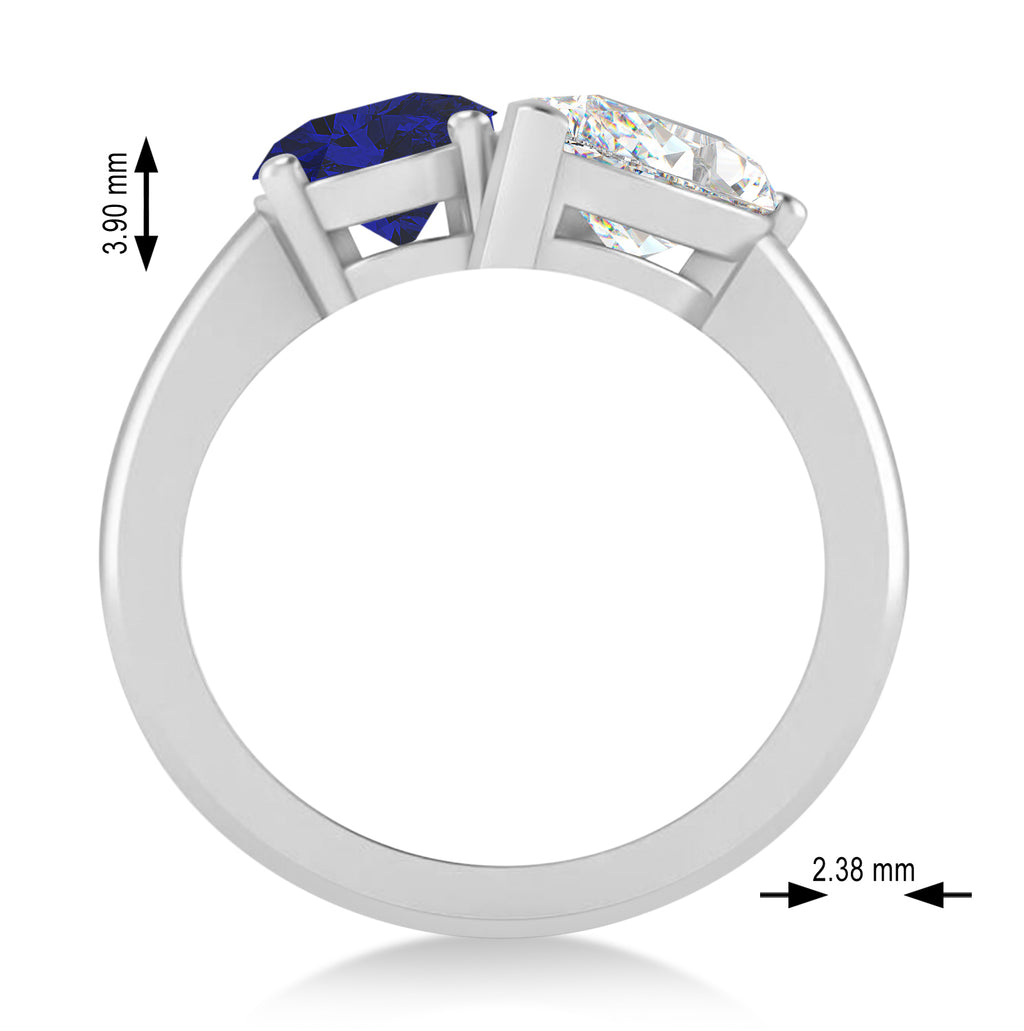 Oval/Pear Diamond & Blue Sapphire Toi et Moi Ring Platinum (4.50ct)