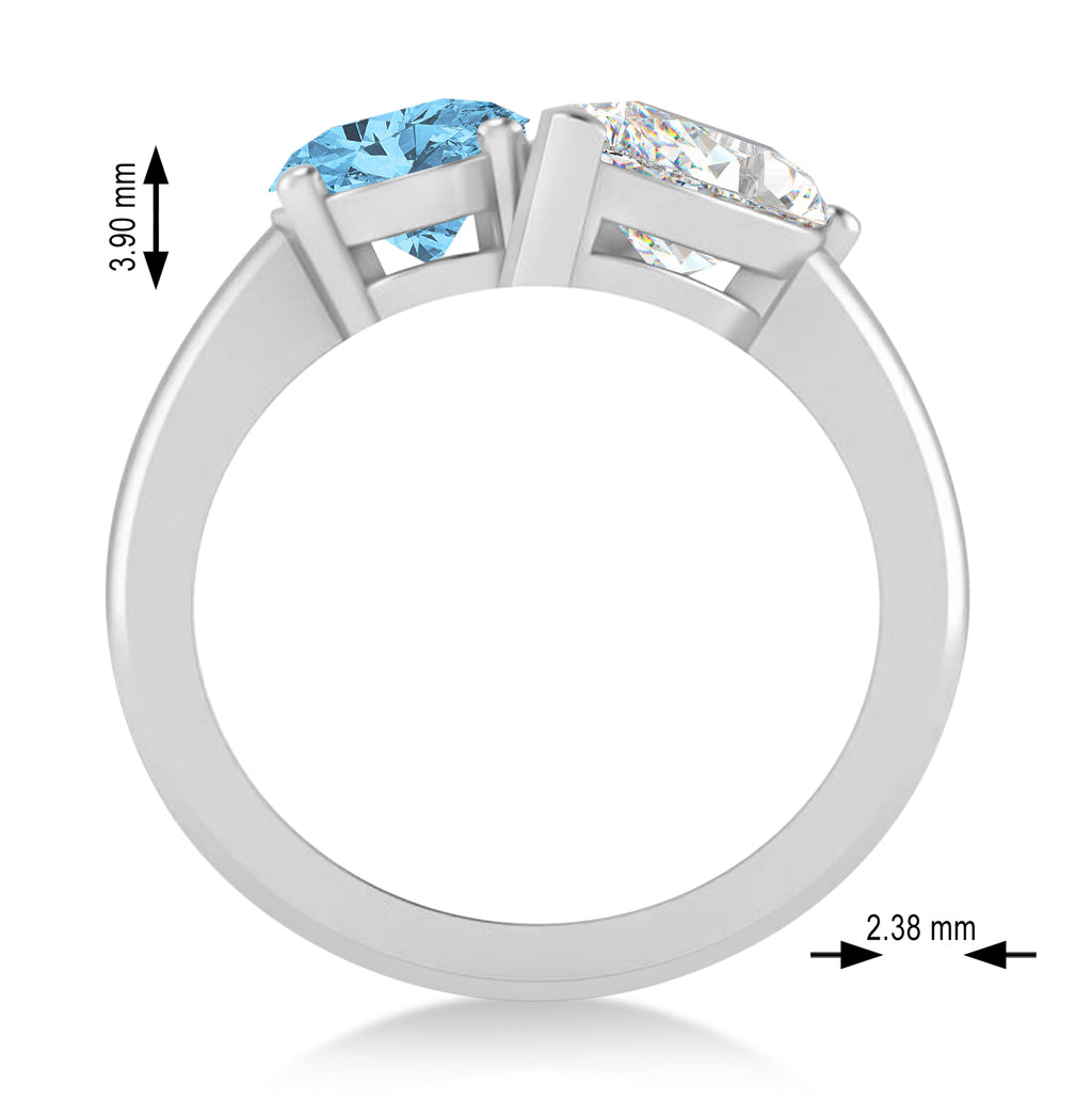 Oval/Pear Diamond & Blue Topaz Toi et Moi Ring Platinum (4.50ct)