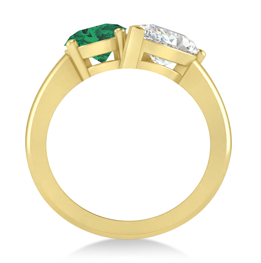 Oval/Pear Diamond & Emerald Toi et Moi Ring 14k Yellow Gold (4.50ct)
