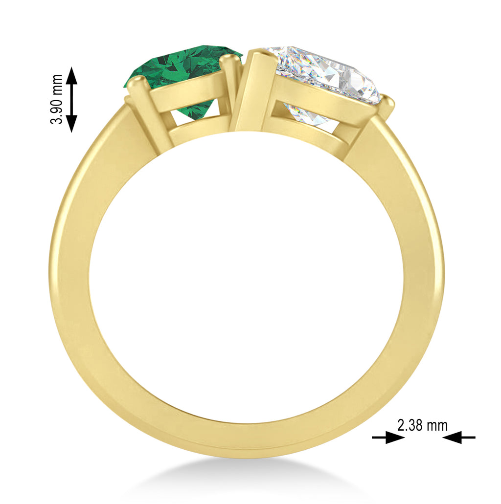 Oval/Pear Diamond & Emerald Toi et Moi Ring 14k Yellow Gold (4.50ct)