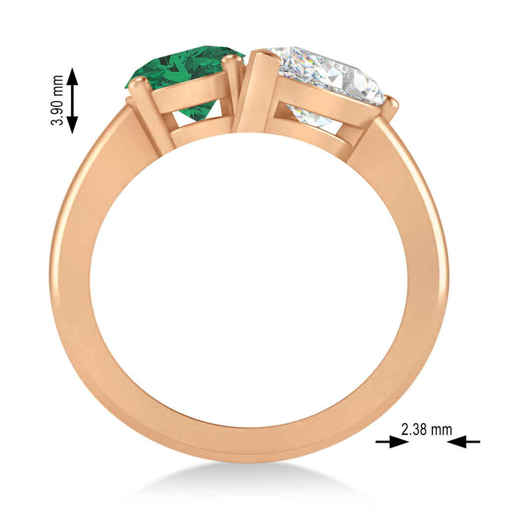 Oval/Pear Diamond & Emerald Toi et Moi Ring 18k Rose Gold (4.50ct)