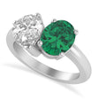Oval/Pear Diamond & Emerald Toi et Moi Ring Platinum (4.50ct)