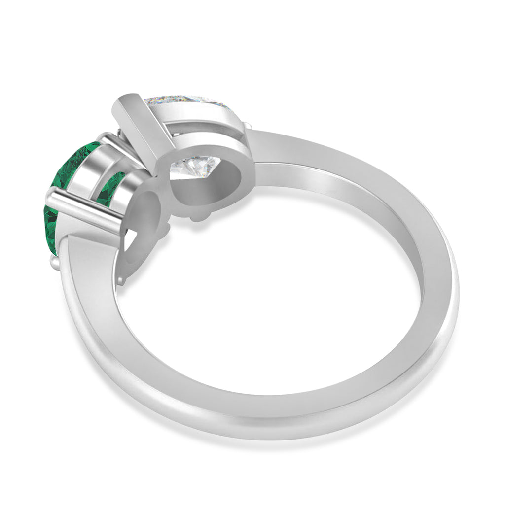 Oval/Pear Diamond & Emerald Toi et Moi Ring Platinum (4.50ct)