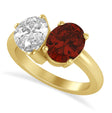 Oval/Pear Diamond & Garnet Toi et Moi Ring 14k Yellow Gold (4.50ct)