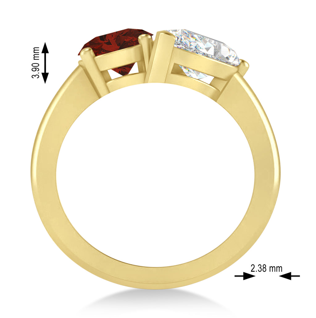 Oval/Pear Diamond & Garnet Toi et Moi Ring 14k Yellow Gold (4.50ct)