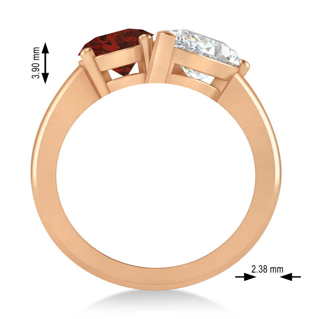 Oval/Pear Diamond & Garnet Toi et Moi Ring 18k Rose Gold (4.50ct)