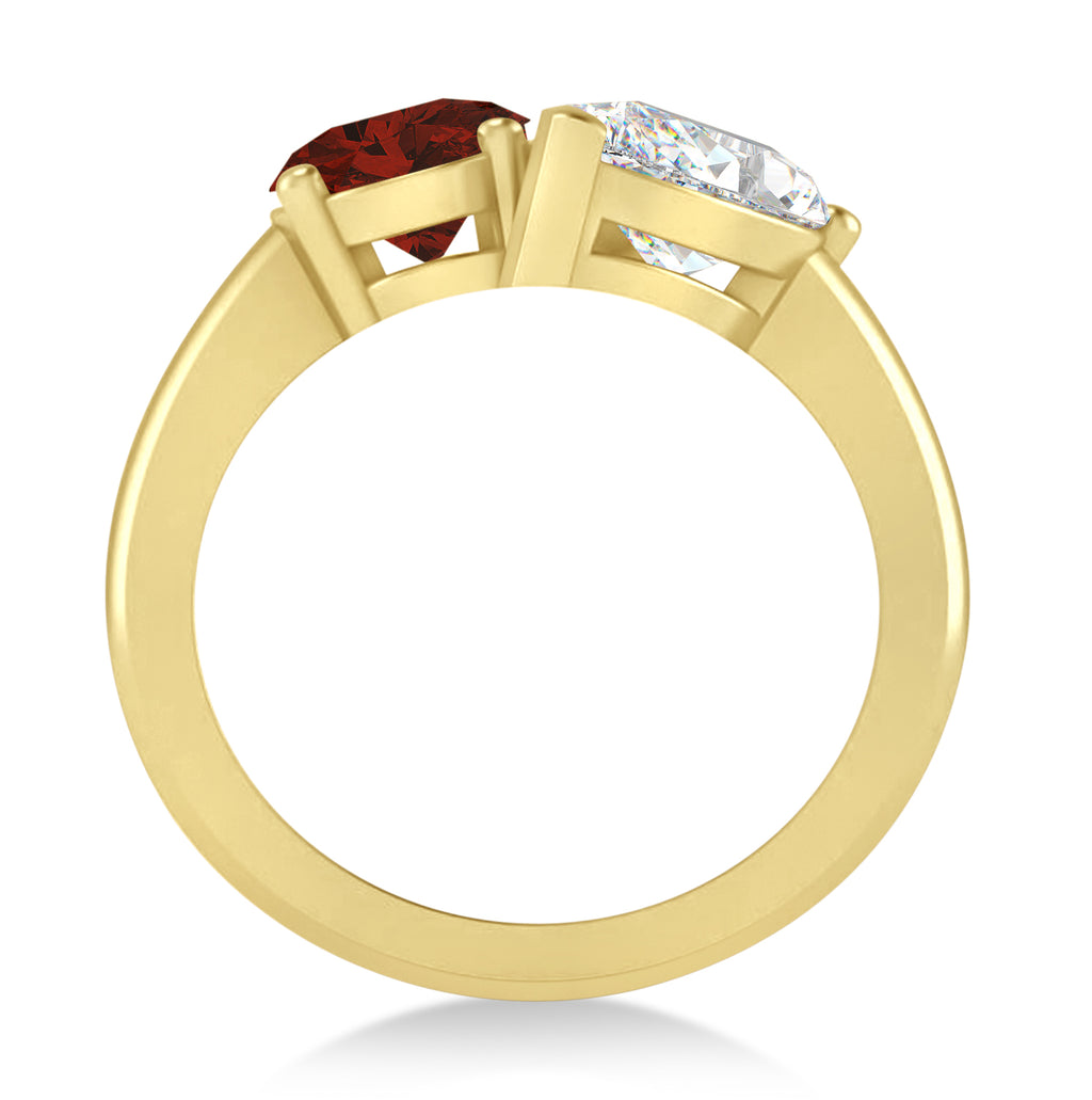 Oval/Pear Diamond & Garnet Toi et Moi Ring 18k Yellow Gold (4.50ct)