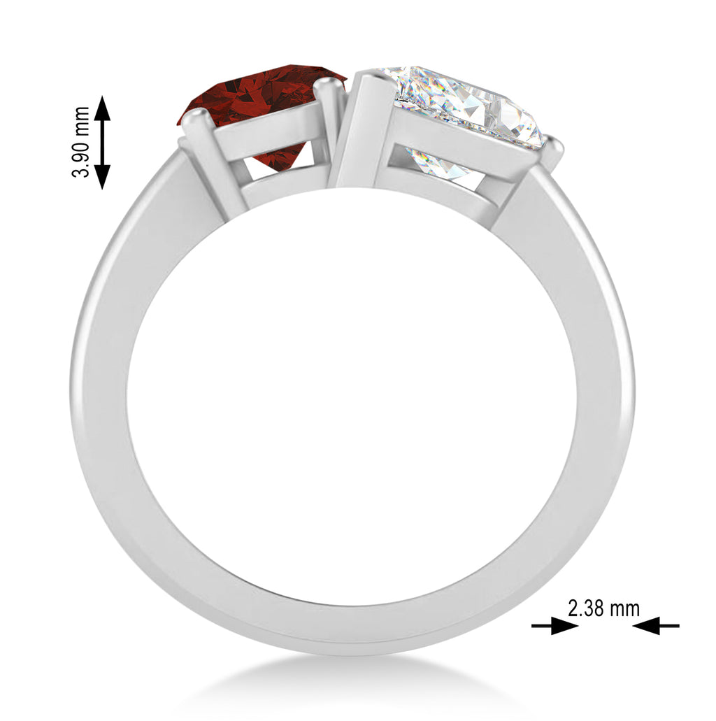 Oval/Pear Diamond & Garnet Toi et Moi Ring Platinum (4.50ct)