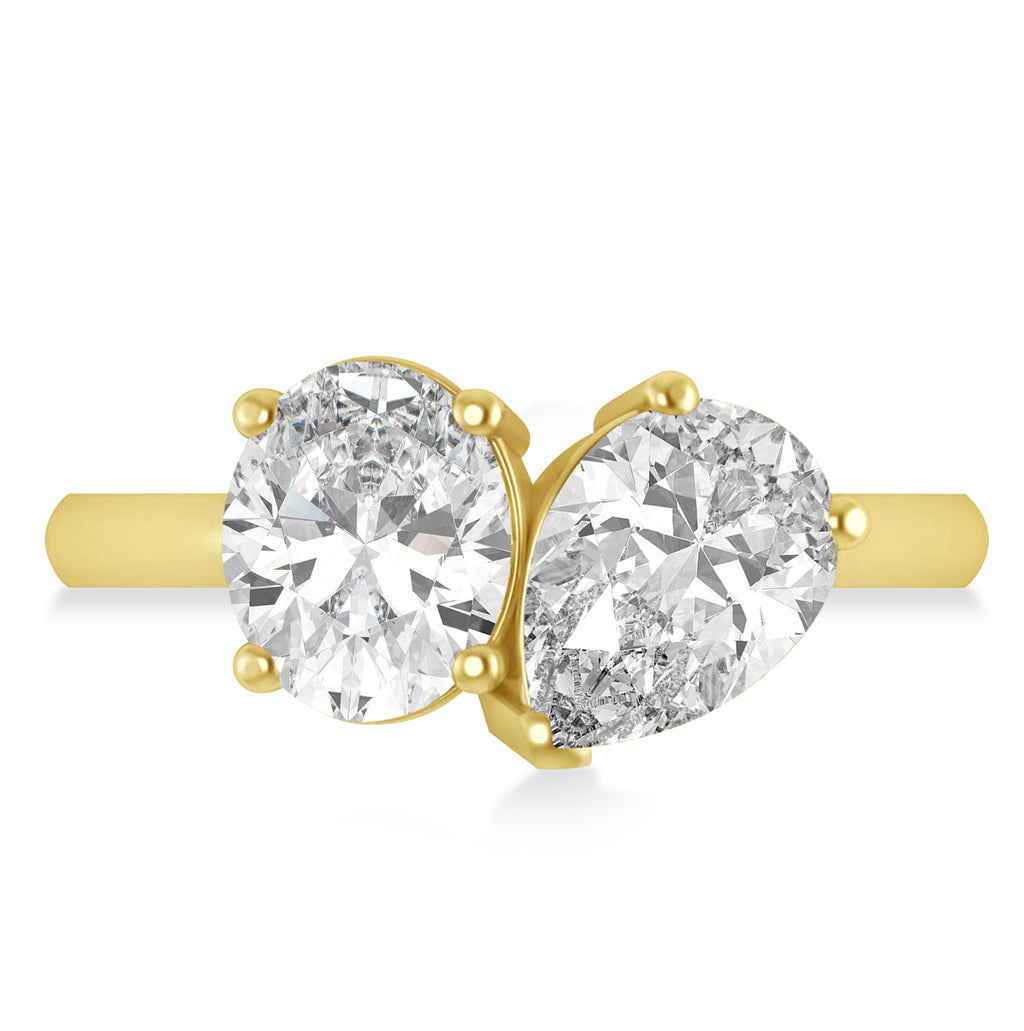 Oval/Pear Moissanite Toi et Moi Ring 14k Yellow Gold (4.50ct)