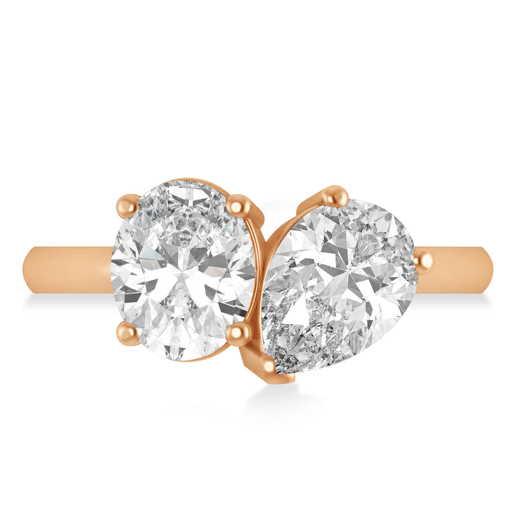 Oval/Pear Moissanite Toi et Moi Ring 18k Rose Gold (4.50ct)