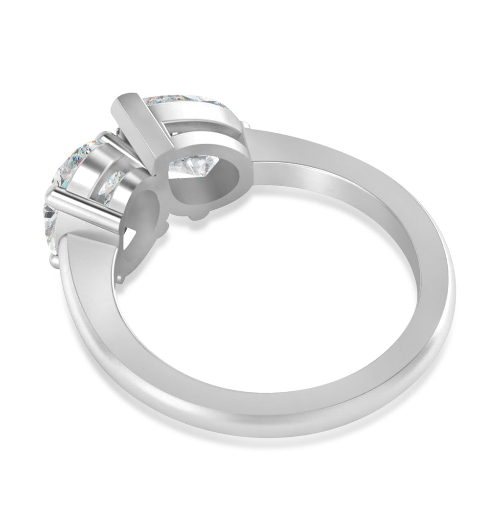 Oval/Pear Moissanite Toi et Moi Ring 18k White Gold (4.50ct)