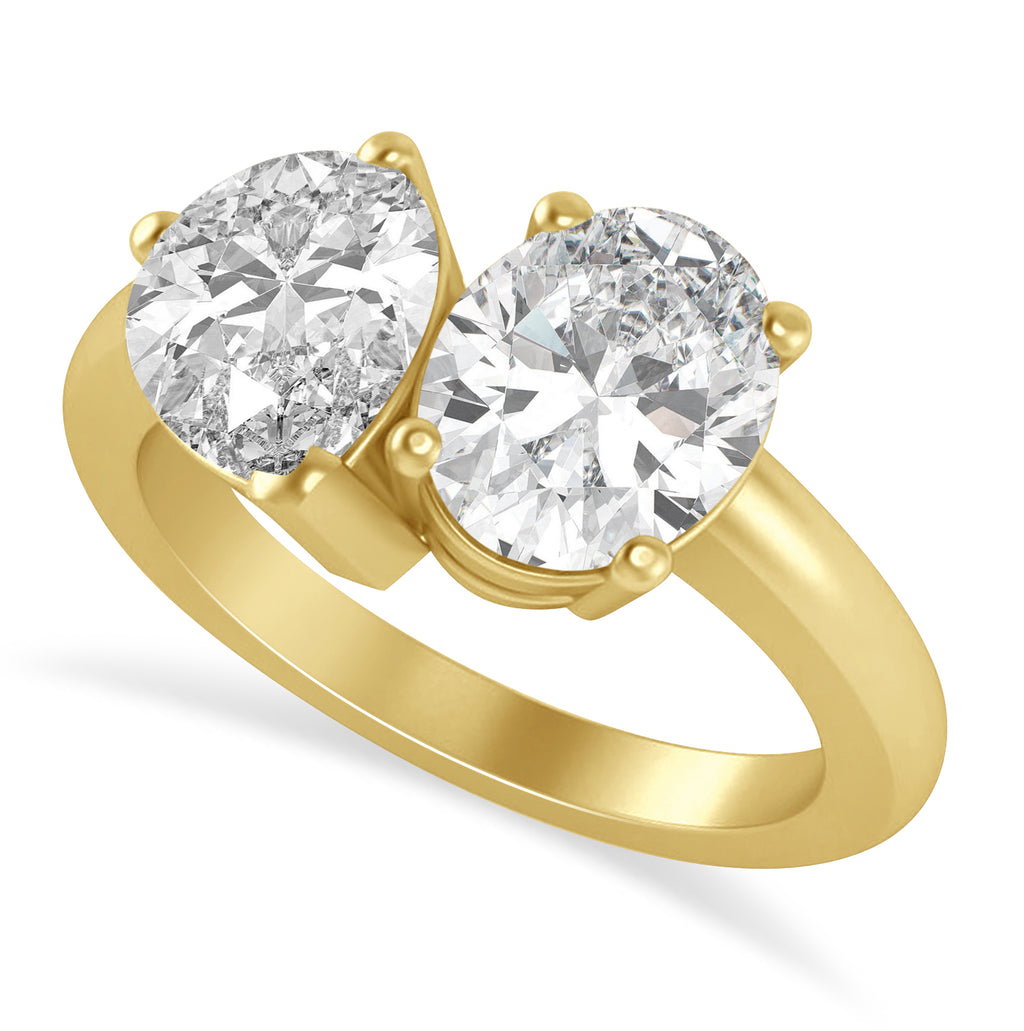 Oval/Pear Moissanite Toi et Moi Ring 18k Yellow Gold (4.50ct)