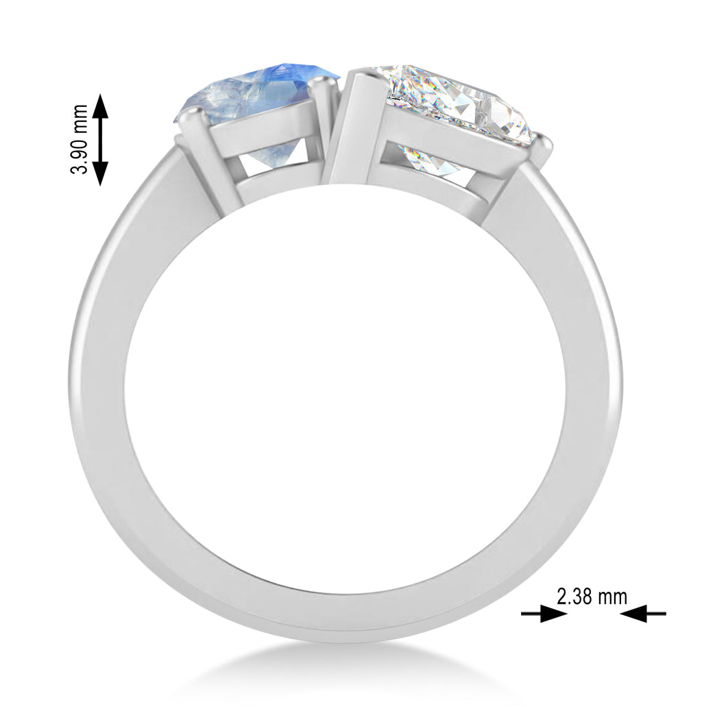 Oval/Pear Diamond & Moonstone Toi et Moi Ring 14k White Gold (4.50ct)